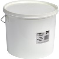 White Sealey Blasting Soda Tub with metal handle and Sealey label on the front.