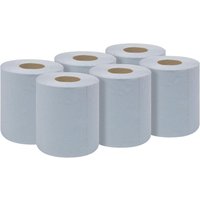 Sealey Blue 2 Ply Paper Wipes, six 60m rolls, light blue color, cylindrical shape with visible cardboard cores.