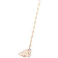 Sealey BM05 Pure Yarn Cotton Mop with long wooden handle and thick white cotton strands.