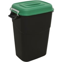 Green-lidded black Sealey storage bin, 95L capacity, with side handles and rectangular shape.