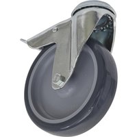 "Grey Sealey swivel castor with bolt hole, total lock mechanism, and metal bracket."