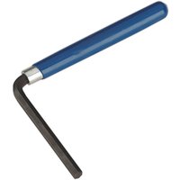 Blue-handled Sealey brake caliper long hexagon key with L-shaped black metal shaft.