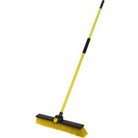 Yellow Sealey Bulldozer Yard Broom with long handle, black grip, and wide yellow bristle head.