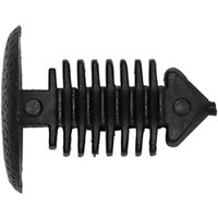 Black Sealey fir tree clip for GM vehicles, featuring a ribbed, arrow-shaped design with a flat, textured head.