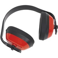 Red and black Sealey Cat 3 Standard Ear Defenders with padded ear cups and adjustable headband.