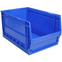 Blue Sealey collapsible storage bin, 55L capacity, with open front and stackable design.