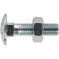 Sealey coach bolt and nut, M10 x 40mm, zinc finish, round head, threaded shaft, pack of 50.