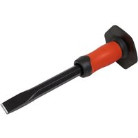 Red-handled Sealey cold chisel with black grip, 25 x 300mm, featuring a flat blade and protective hand guard.