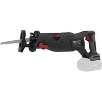 Black Sealey 20V cordless brushless reciprocating saw with red accents and ergonomic handle.
