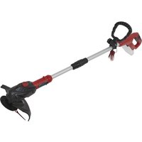 Red and black Sealey cordless grass trimmer with adjustable handle and 260mm cutting width.