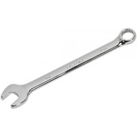 Silver Sealey combination spanner 21mm with open-end and ring-end design, polished chrome finish.