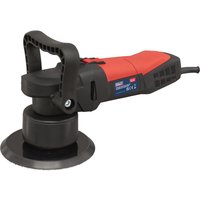 Red and black Sealey dual action random orbit sander polisher with ergonomic handle and 150mm sanding pad.