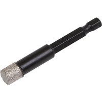 Black Sealey DBD hex shank drill bit with diamond-coated tip for porcelain tiles.