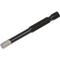 Black Sealey DBD6H diamond drill bit with hexagonal shank and silver diamond-coated tip, Ø6mm.