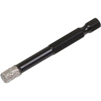 Black Sealey diamond drill bit with hexagonal shank and silver diamond-coated tip, 7mm diameter.