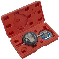 "Sealey DBG506D digital dial bore gauge with dual readings in a red protective case"