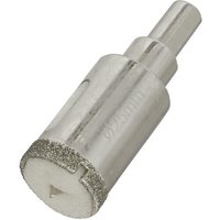 Silver Sealey electroplated diamond hole saw Ø25mm with cylindrical body and textured cutting edge.