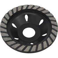 Black Sealey Diamond Cup Grinding Disc with segmented gray rim and central hole, designed for concrete surface grinding.