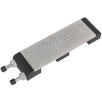 Sealey diamond sharpening whetstone with hexagonal pattern and adjustable black bench stand.