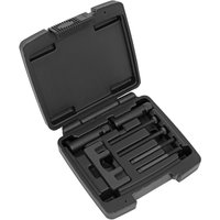Black Sealey Diesel Injector Puller Kit in hard case with multiple metal components for Jaguar and Land Rover.