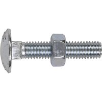 Sealey DIN 603 Coach Bolt and Nut, zinc plated, round head, threaded shaft, hexagonal nut, silver finish