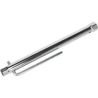 Silver Sealey double end long reach spark plug box spanner with hexagonal ends and side handle.
