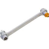 Sealey double ended brake bleeder spanner, silver with hexagonal ends and yellow grip detail on one side.