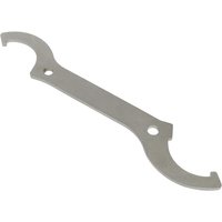 Sealey Double Hook End Motorcycle C Spanner, silver metal with dual curved hooks and central hole for hanging.