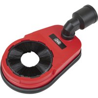Red Sealey drilling dust extractor hose attachment with black bristle ring and angled connector.