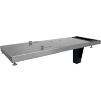 Sealey Drum Pump Mounting Bracket, rectangular metal platform with adjustable feet and black support stand.