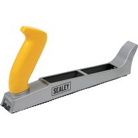 Sealey Drywall Rasp with yellow ergonomic handle, silver body, and black rasp surface.