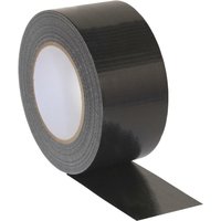 Black Sealey duct tape roll, 75mm wide, 50m long, with glossy finish and visible inner cardboard core.
