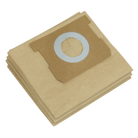 Sealey dust bag pack of 3 for PC300.V2, beige paper with circular blue plastic connector.