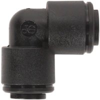 Black Sealey elbow coupling for John Guest Speedfit, featuring a right-angle design and textured surface.