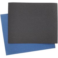 Blue and black Sealey emery sheets, 230x280mm, 150 grit, pack of 25, with textured surface for sanding.