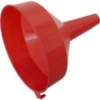 Red Sealey funnel with a fixed spout, small economy size, Ø190mm, smooth plastic surface.