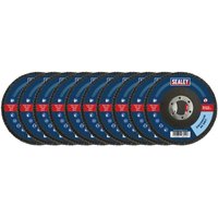 Sealey 60Grit flap discs, blue with red label, zirconium, Ø115mm, Ø22mm bore, pack of 10.