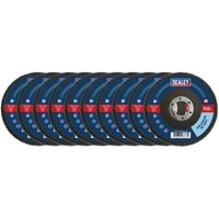 Sealey FD1158010 80Grit flap discs, blue with red label, zirconium, Ø115mm, Ø22mm bore, pack of 10.