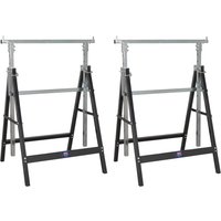 Sealey FDT32 set of 2 fold down telescopic trestles, silver and black metal frames with adjustable height.