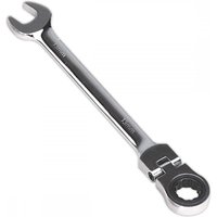Sealey 13mm flexi-head ratchet spanner, silver chrome finish, open-end and ratcheting box-end with pivot joint.
