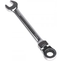 Silver Sealey 17mm flexi-head ratchet spanner with open-end and pivoting ratchet ring.