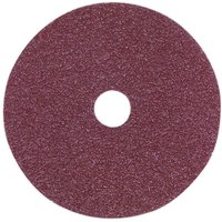 Red circular Sealey fibre-backed sanding disc, 100mm diameter, with a central hole.