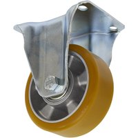 Sealey fixed plate castor with orange polyurethane wheel and metal bracket housing.