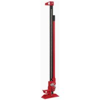 Red Sealey FJ60 farm jack with long perforated steel bar and sturdy base, 1500mm height, 2500kg capacity.