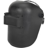 Black Sealey welding mask with flip-up lens and adjustable headband.