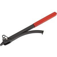 Black Sealey flywheel turning wrench with a red handle and curved hook end.