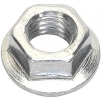 Sealey FN5 zinc serrated flange nut M5, hexagonal shape, shiny silver finish, pack of 100.