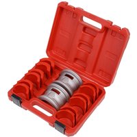 Red Sealey Fork Seal Driver Kit with multiple silver cylindrical drivers in a molded carrying case.