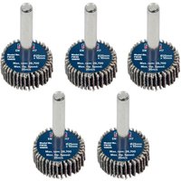 Sealey abrasive flap wheels, 25mm diameter, 10mm width, 6mm shaft, 60 grit, pack of 5, with blue centers and metal shafts.