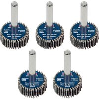 Pack of five Sealey abrasive flap wheels, blue center, Ø25x10mm with Ø6mm shaft, assorted grit.